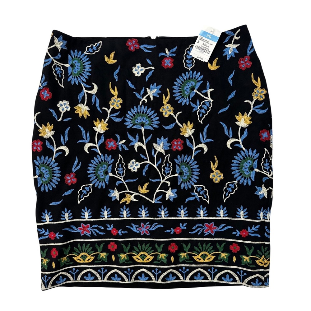 J.McLaughlin Pencil Skirt Black Floral Embroidery Bainbridge Lucy 6 Women
